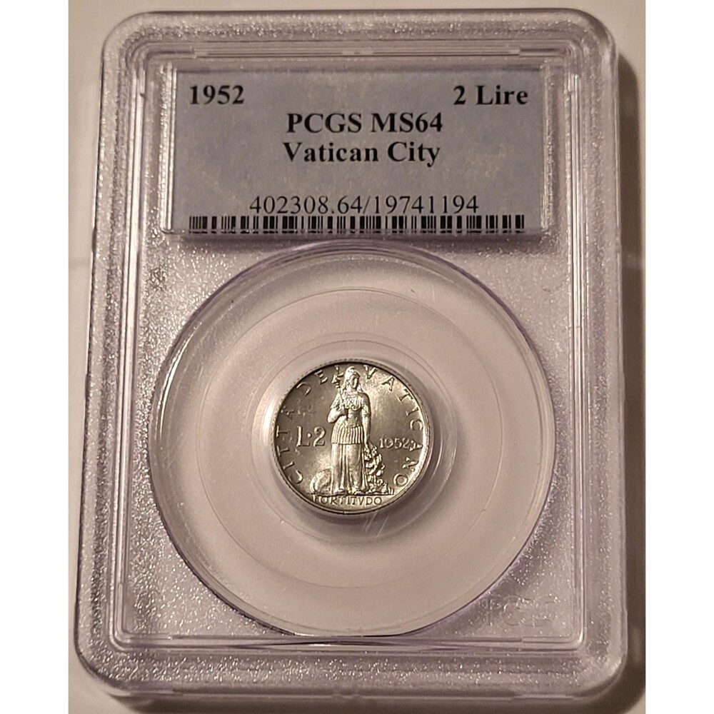 Vatican City Pius XII 1952 2 Lire Year 14 MS64 PCGS